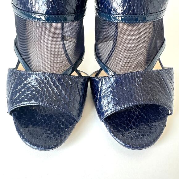 Jimmy Choo Timbus 100 Snakeskin Mesh Heel Sandal Navy Size 39 - Picture 6 of 16